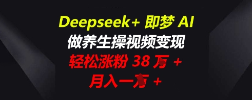 Deepseek+即梦AI，做养生操视频变现，轻松涨粉38W+，月入一W+-神聪资源精品网-全网资源最全的网站每日分享