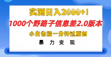 2025抖音1000个野路子信息差最新玩法，一分钟过原创，暴力变现月入几k-神聪资源精品网-全网资源最全的网站每日分享