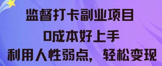 监督打卡副业新玩法，0成本好上手，利用人性的弱点轻松变现-神聪资源精品网-全网资源最全的网站每日分享