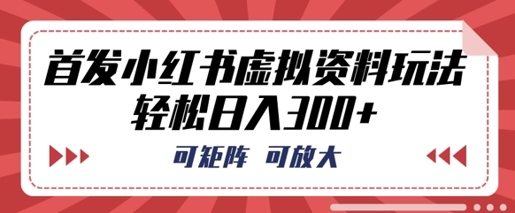 首发小红书虚拟资料玩法，可矩阵，可放大，轻松日入3张-神聪资源精品网-全网资源最全的网站每日分享