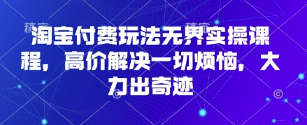 淘宝付费玩法无界实操课程，高价解决一切烦恼，大力出奇迹-神聪资源精品网-全网资源最全的网站每日分享