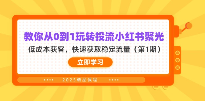 （14260期）教你从0到1玩转投流小红书聚光，低成本获客，快速获取稳定流量（第1期）-神聪资源精品网-全网资源最全的网站每日分享
