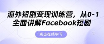 海外短剧变现训练营，从0-1全面讲解Facebook短剧-神聪资源精品网-全网资源最全的网站每日分享