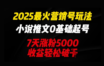 2025最火营销号玩法：小说推文0基础起号，7天涨粉5000，收益轻松破k-神聪资源精品网-全网资源最全的网站每日分享