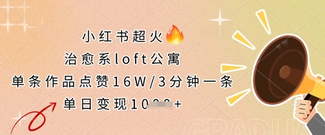 小红书超火的治愈系loft公寓，单条作品点赞16W，3分钟一条，单日变现数张-神聪资源精品网-全网资源最全的网站每日分享