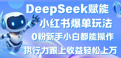 DeepSeek赋能小红书爆单玩法0粉新手小白都能操作，执行力跟上收益轻松上W，懒人勿做-神聪资源精品网-全网资源最全的网站每日分享