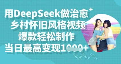 用DeepSeek做治愈乡村怀旧风格视频，爆款轻松制作，当日最高变现多张-神聪资源精品网-全网资源最全的网站每日分享